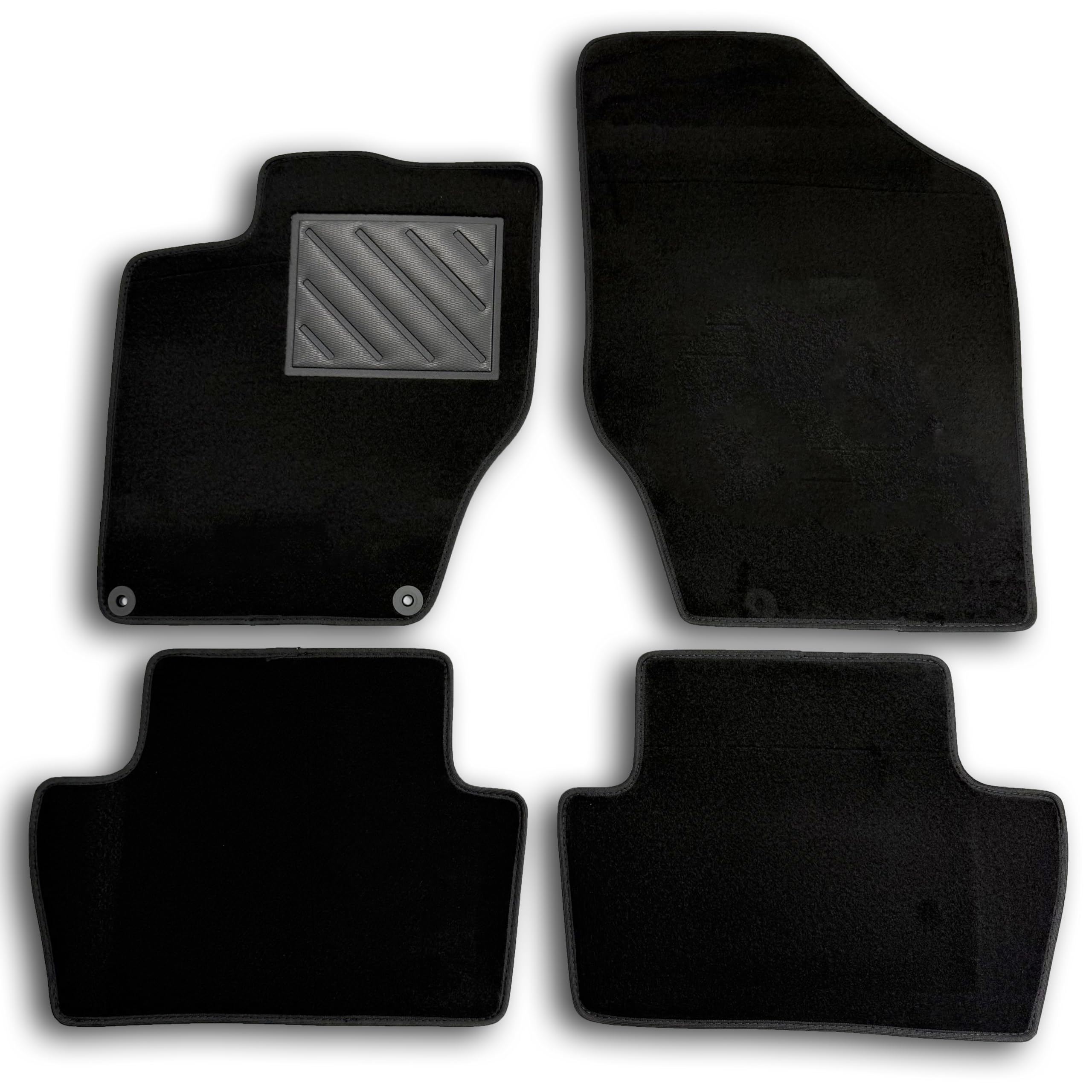 Tappetini per Citroen C4 II / DS4 10.2010>12.2020,Su misura, in moquette nera,con bottoni e battitacco in gomma Rinforzato