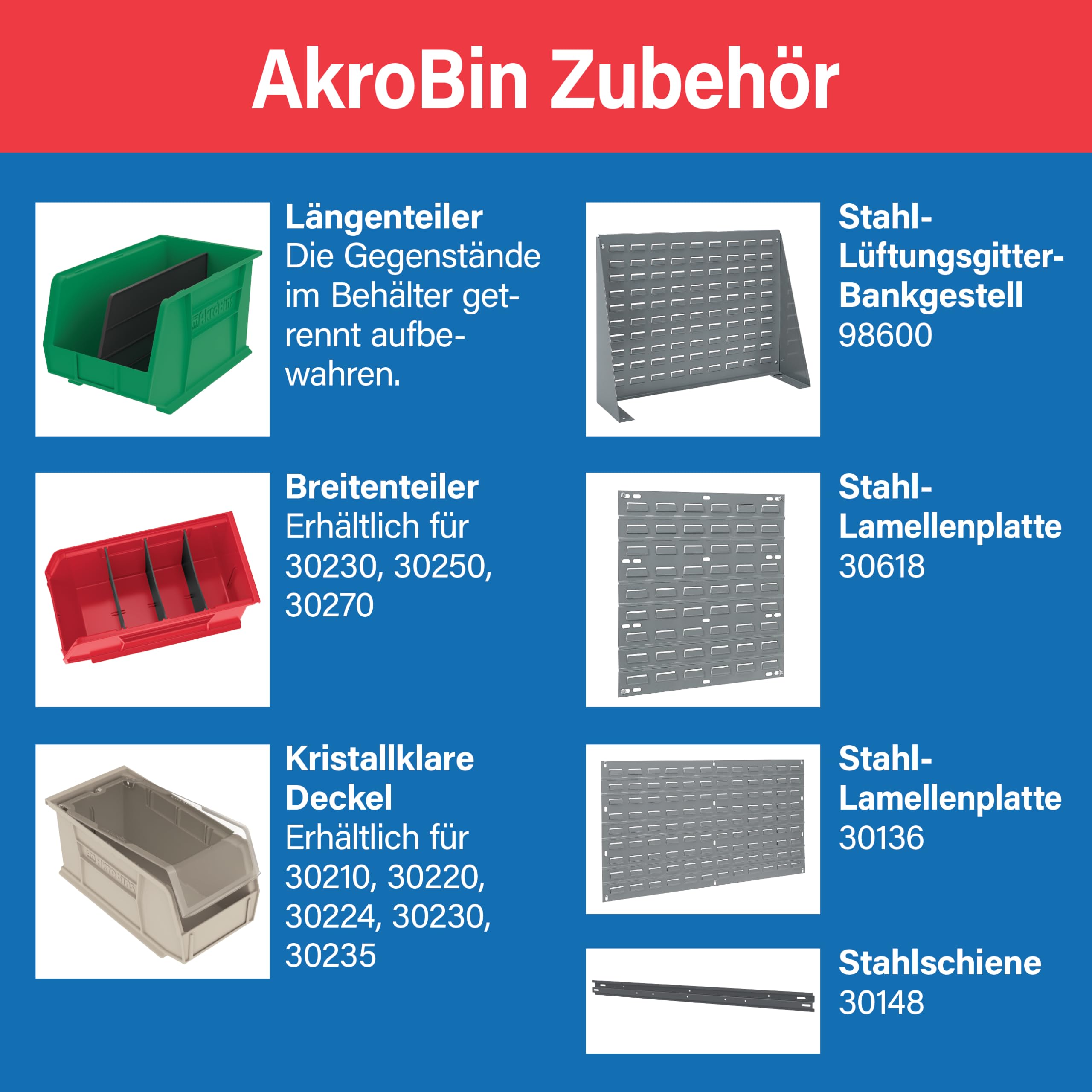 Akro-Mils Stapelbare Kunststoff-Eimer, 45,7 x 40,5 x 28 cm, 3 Stück, 30270