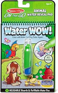 Melissa & Doug On the Go Water Wow! Reusable Water-Reveal Activity Pad - Animals - Stocking Stuffers, Animals, Mess Free Coloring For Toddlers Ages 3+, Travel Toys