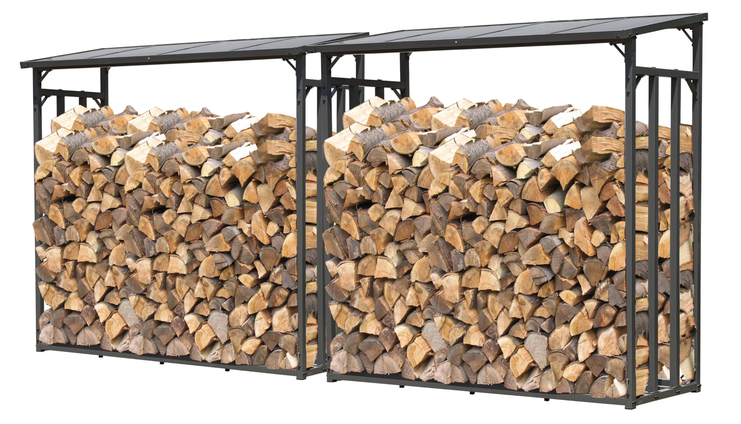 QUICK STAR 2 pièces Étagère en métal pour Bois de cheminée Anthracite XXL 185 x 70 x 185 cm Distance Entre Les Bois 4,6 m³
