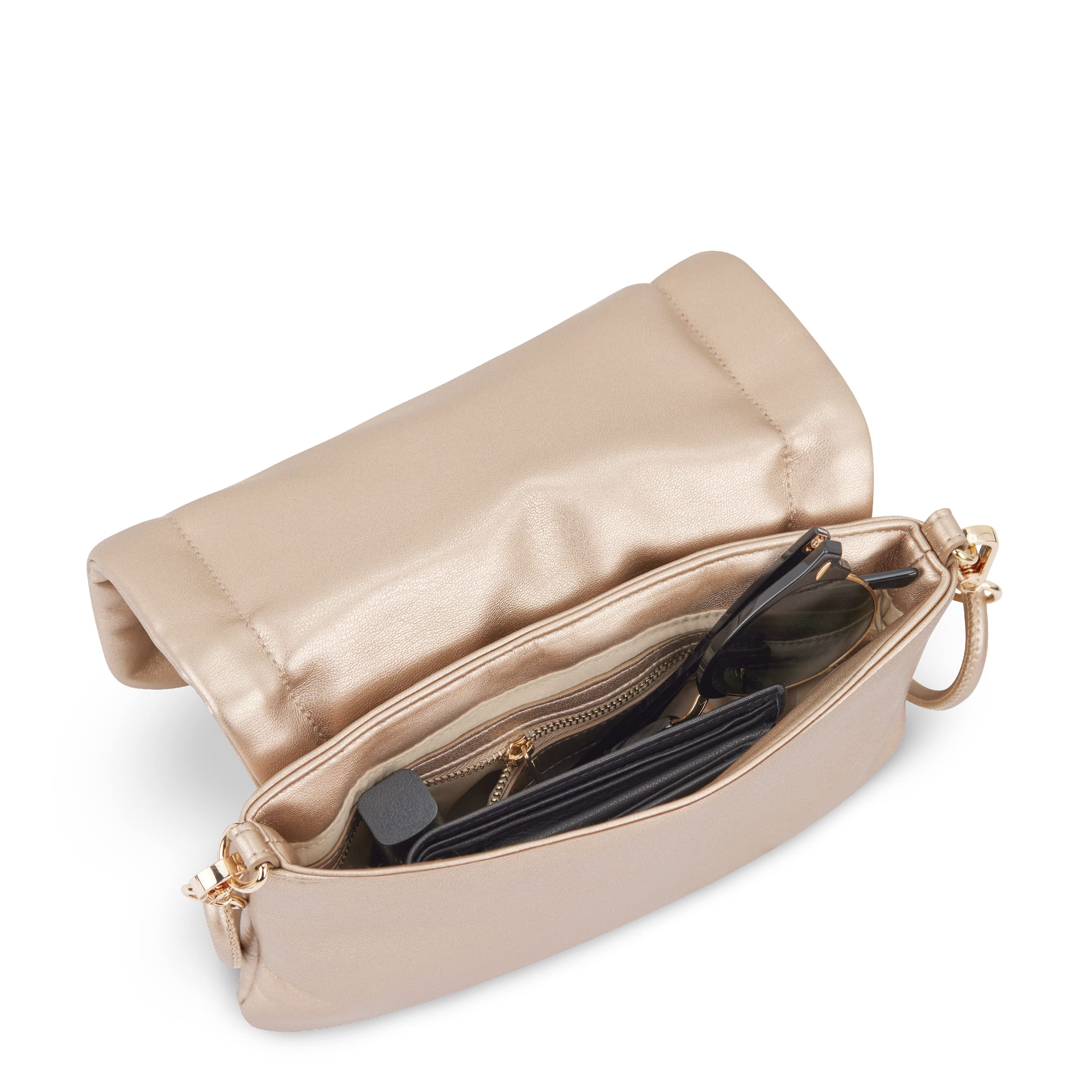 Expatrié Handtasche Damen Klein Gold - Zoe Small - Clutch Tasche aus Veganem Leder - Elegante Kleine Umhängetasche für Hochzeit Ausgehen & Party