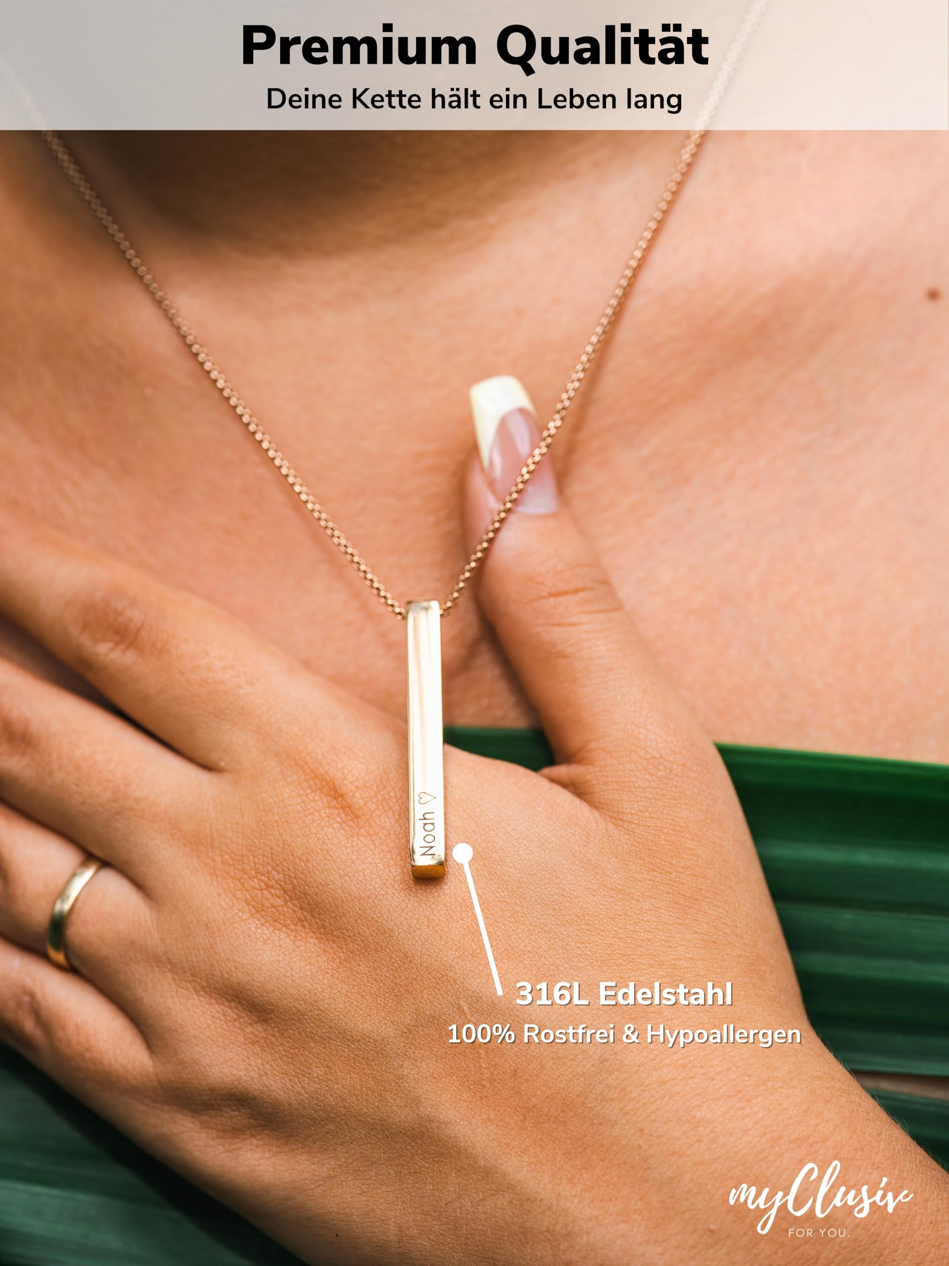 Personalisierte Namenskette mit Gravur – Damen Halskette aus Edelstahl – Geschenk für Frauen & Mama – Individueller Schmuckanhänger