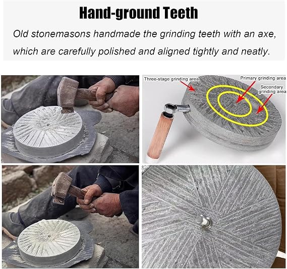 Stone Grainer Mill, Hand Stone Grinder Natural Granite Paste Mill, Removable Manual Stone Mills, Country Living Grain Mill, Manual Dry/Wet Grinder Machine Tool for Bean Barley Spice Corn(Diameter 26cm