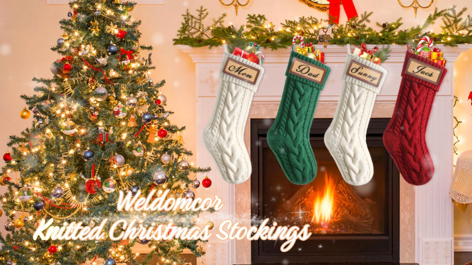 Calcetin Navidad Personalizada Weldomcor 4 Piezas Calcetines Navidad  Personalizados Con Nombre, 46 Cm Medias De Navidad De Punto Navidad  Chimenea Árbol De Navideña Calcetín De Decoración Para Llenar Y Colgar  (Caqui, Blanco, image size:1920x1080