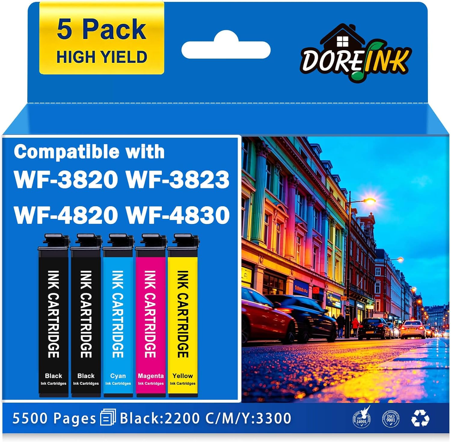 Remanufactured Ink cartridges Replacement for Epson 822XL Ink 5PK