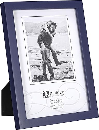 Miniatura 2 de Malden International Designs - Marco de fotos de madera conceptual azul marino, 5 x 7 pulgadas, azul, 1 unidad (paquete de 2)