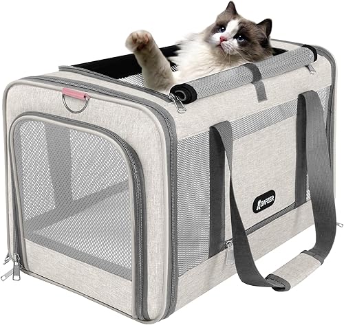 Miniatura 9 de Cat Carrier American Airline Approved 18x11x11, Top Opening Sturdy Soft Pet Carrying Bag See Through, Mini Dog Hard Bottom Crate Kennel Case