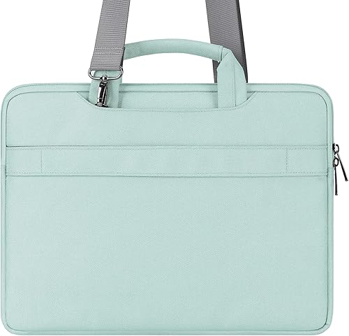 Miniatura 2 de DOMISO Bolsa de hombro para laptop de 14 pulgadas para mujeres y hombres, bolsa de mano para computadora de viaje de negocios, trabajo, funda para