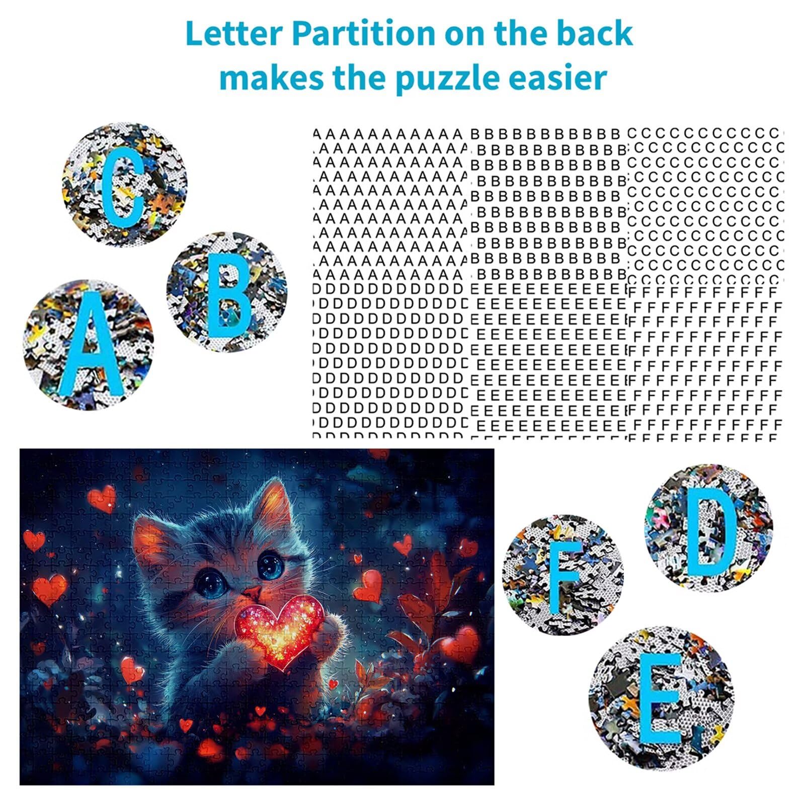 Puzzle 3000 elementów kot puzzle dla dorosłych miłość 122 x 81 cm unikalne rzemiosło klasyczne 3D drewniana układanka do rodzinnych gier aktywności, układanka do samodzielnego wykonania, nawet do