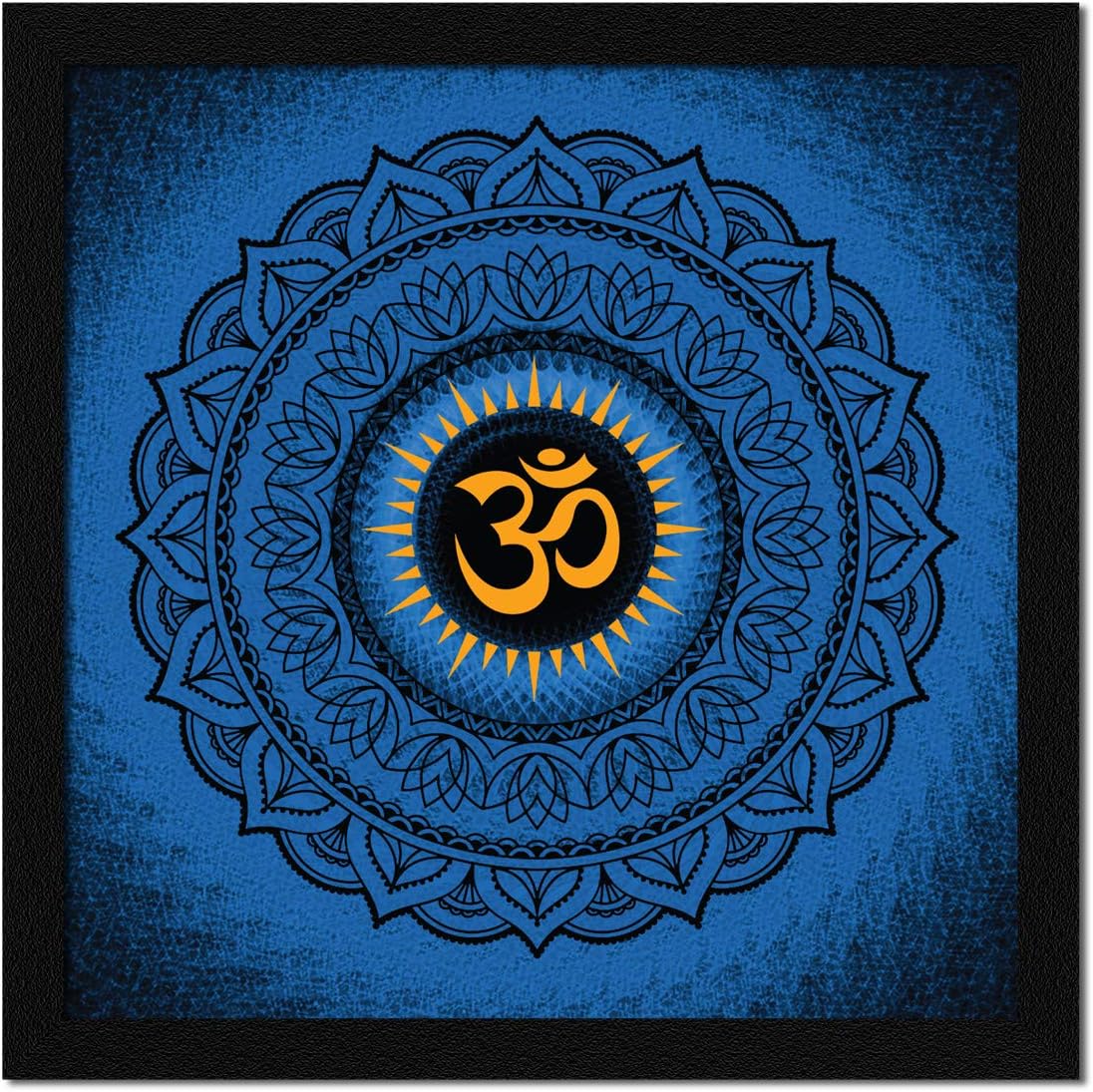ArtX Synthetic wood Om Mandala Framed Painting, Multicolour, Religious, 13 x 13 inch, blue