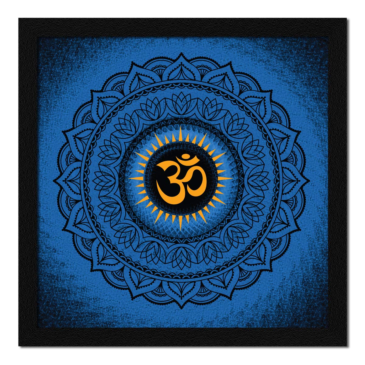 ArtX Synthetic wood Om Mandala Framed Painting, Multicolour, Religious, 13 x 13 inch, blue