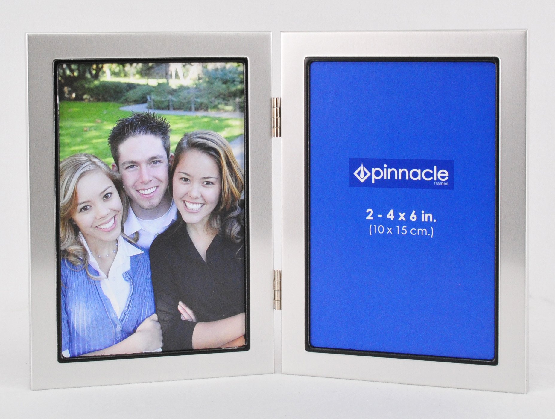 Pinnacle Frames Double Silver Metal Desk Frame with Black Lip, 4 inch by 6 inch