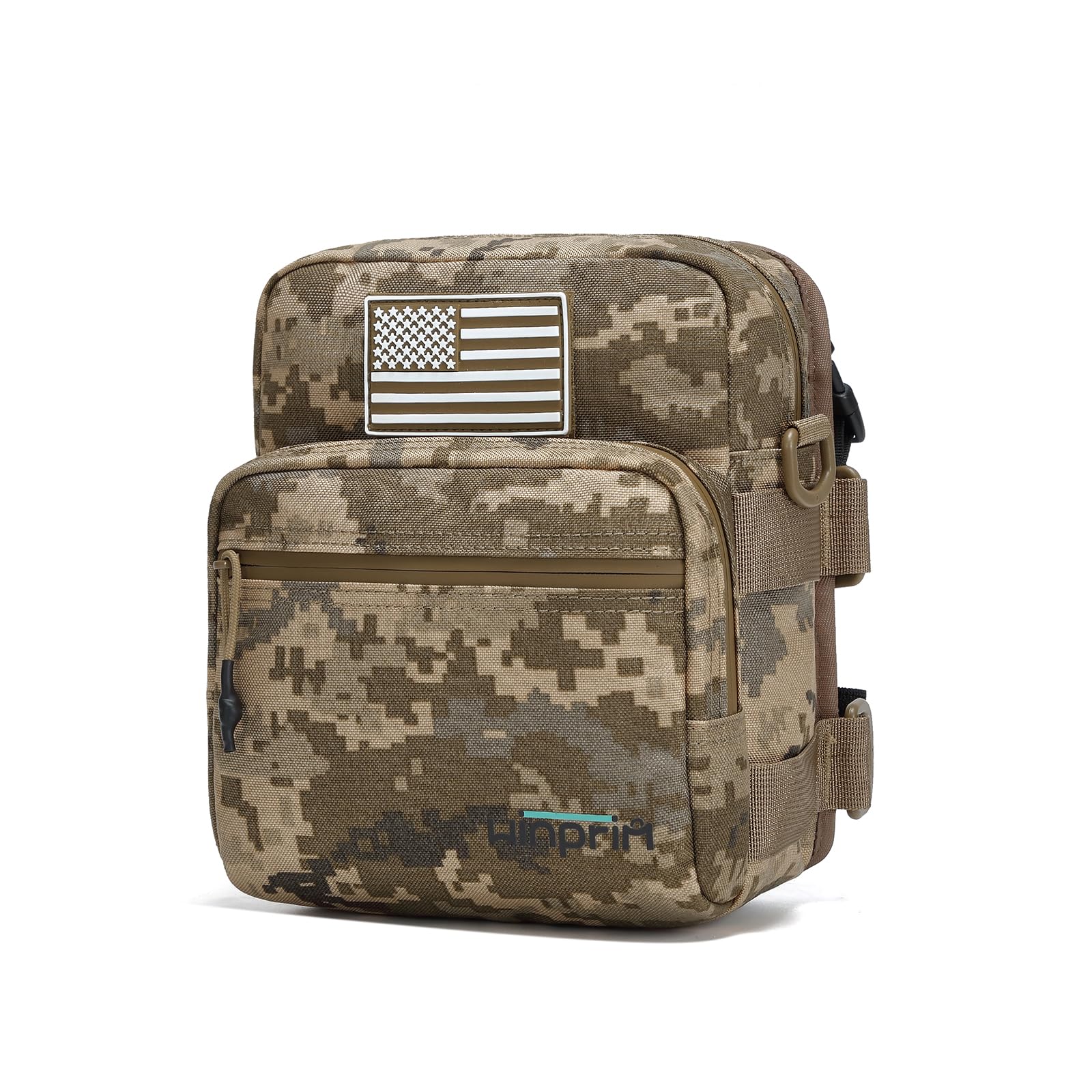 WINPRIM Motorcycle Handlebar Bag - 1000D Tactical Camouflage Front Fork Bag with MOLLE Webbing, Crossbody & Tool Storage Pouch for Motorcycles (Apricot Camouflage)