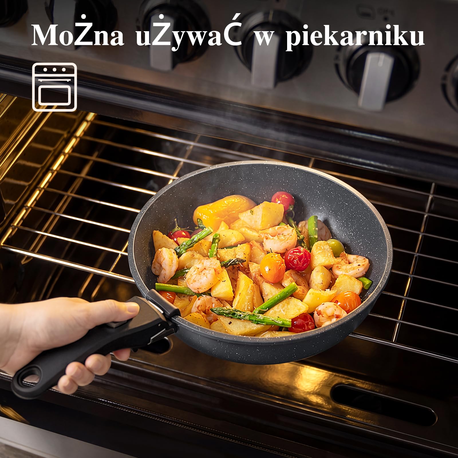 GiPP 19-częściowy zestaw patelni z powłoką nieprzywierającą, czarny