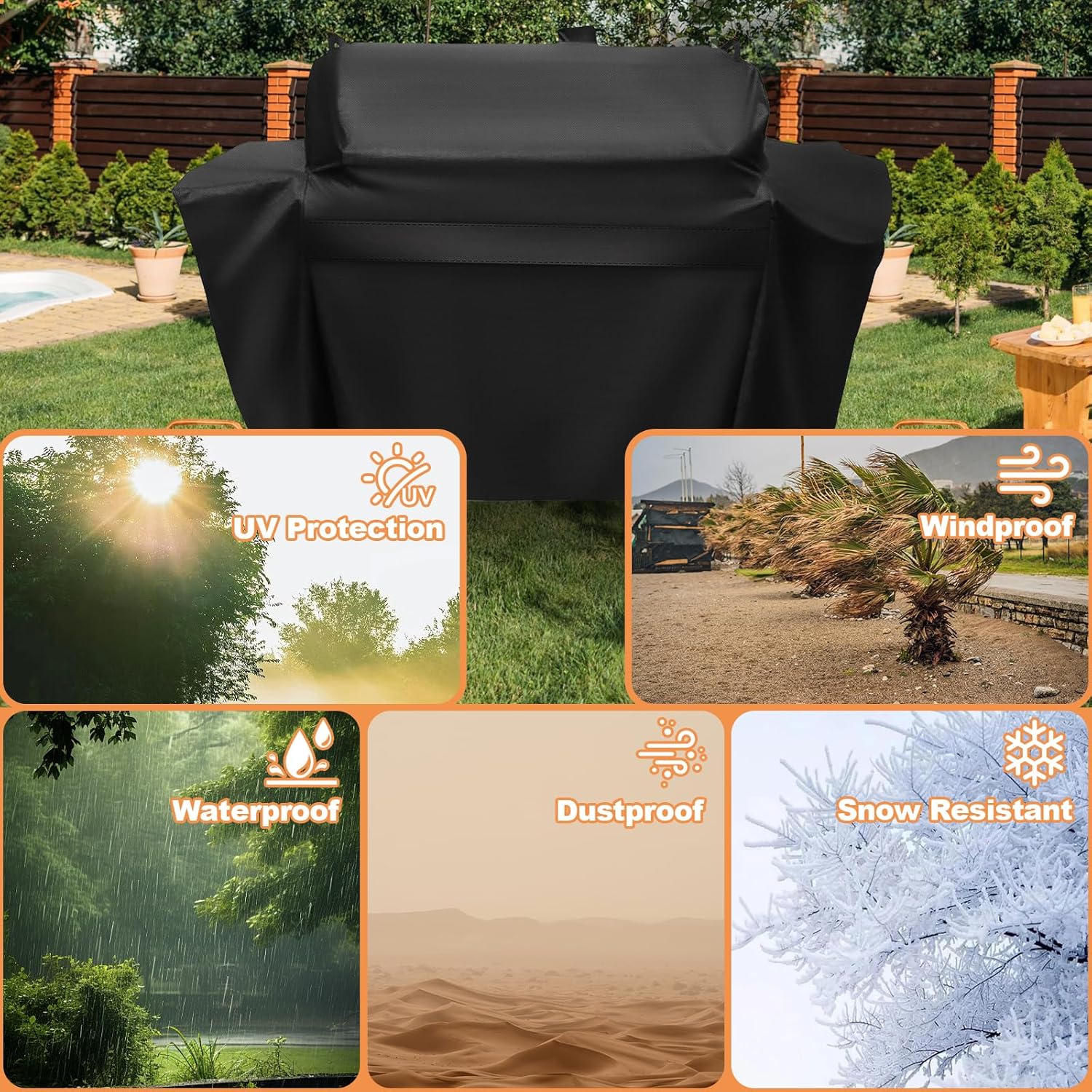 Grill Cover for Nexgrill Oakford 1150 Pro 3-Burner Propane Gas and Offset Charcoal Smoker Combo Grill, Waterproof UV Resistant Nexgrill Oakford 1150 Pro Grill 810-0072 Cover