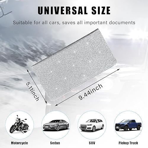 Miniatura 2 de Soporte para registro y seguro de automóvil, 5.11 x 9.44 pulgadas, organizador de guanteras de automóvil premium con cierre magnético, accesorios