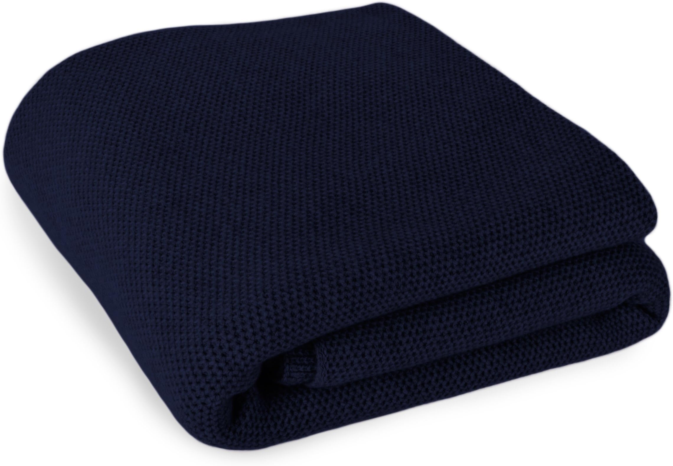 Love Cashmere Waffle Stitch 100% Cashmere Blanket Throw - Navy Blue - King Size - Made to Order - Made in Scotland