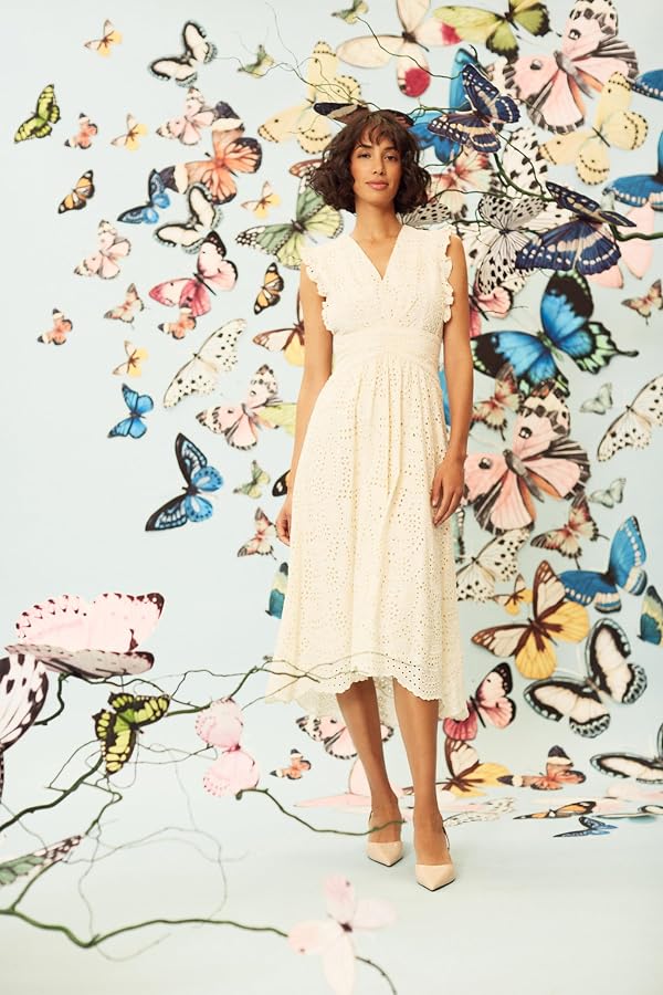 Maggy London Women's Dresses V-Neck Scalloped Edge A-Line Midi Dress | Plus Cocktail Dresses for Women, Ivory, 14 by Maggy London - Used condition - Image 4