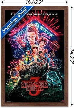 Trends International Netflix Stranger Things: Season 3-1 Sheet Wall Poster, 14.75 x 22.4, Mahogany Framed Version