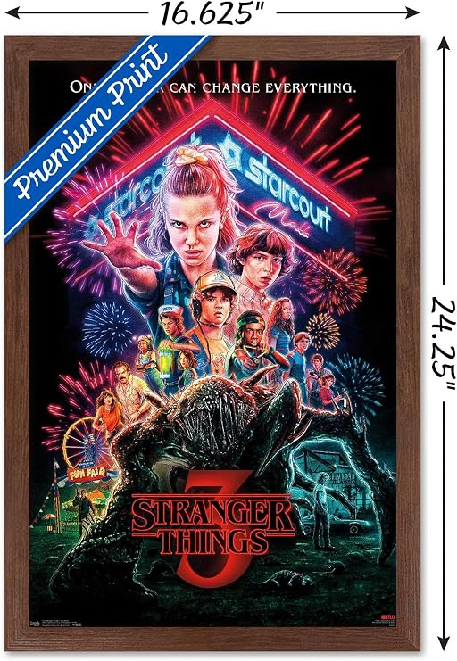 Trends International Netflix Stranger Things: Season 3-1 Sheet Wall Poster, 14.75 x 22.4, Mahogany Framed Version