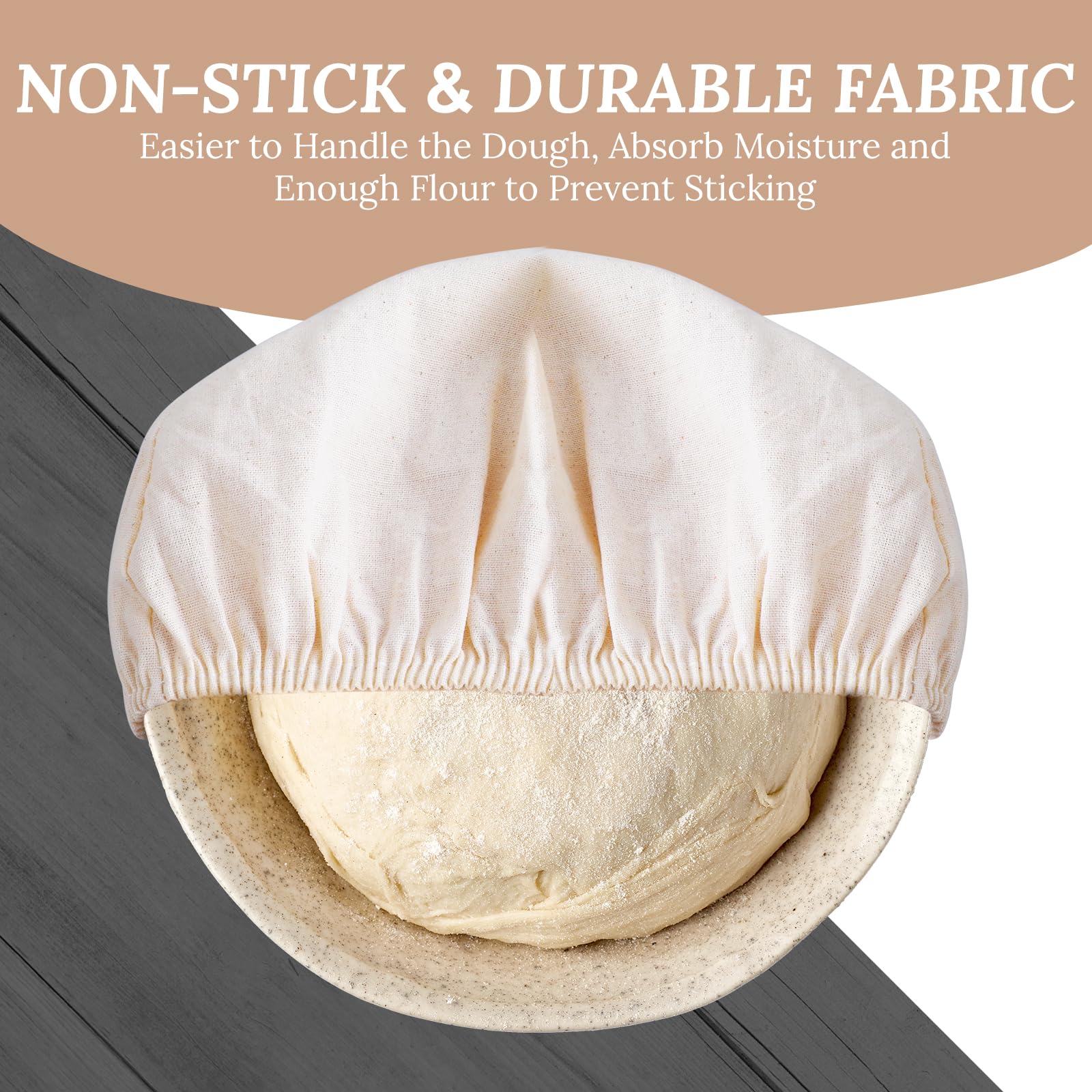 Jeffdad 2 Stück Bäckerleinen für Brot, Leinentuch Brot Backen Teigtuch Strudeltuch Brot Gärtuch für Gärkörbchen Gärkorb, Proofing Basket Cloth Liner Bäckerleinen zur Teigzubereitung und zum Backen