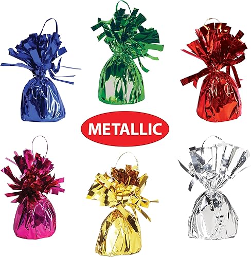 Miniatura 6 de Beistle 50804-ASST 12 Piezas Color Surtido, globo de pesos con envoltura metálica