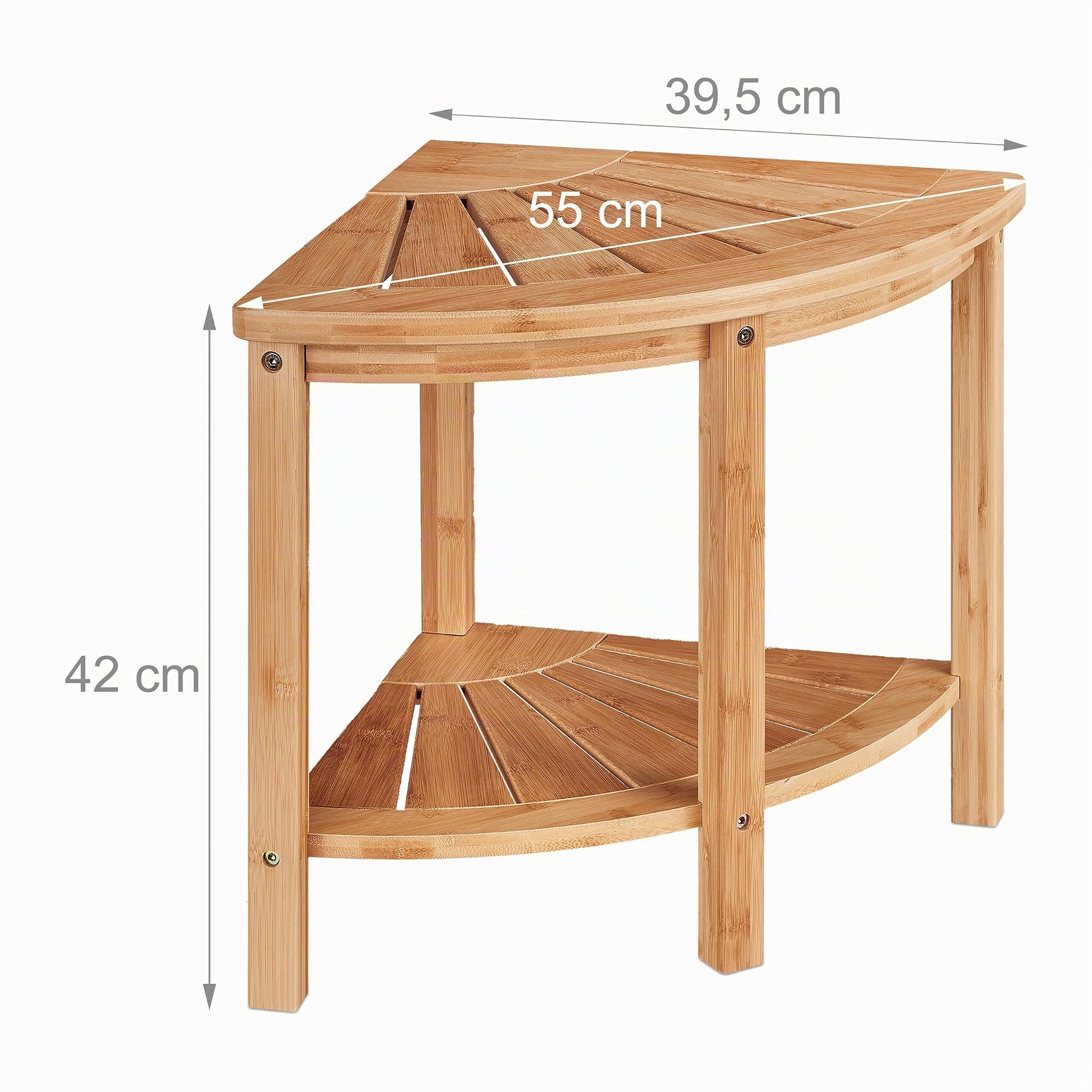 Relaxdays Mueble Esquinero Pequeño, Rinconera Bambú para Cocina o Baño, 42x55x39,5 cm, Estantería Baja Encimera, Natural