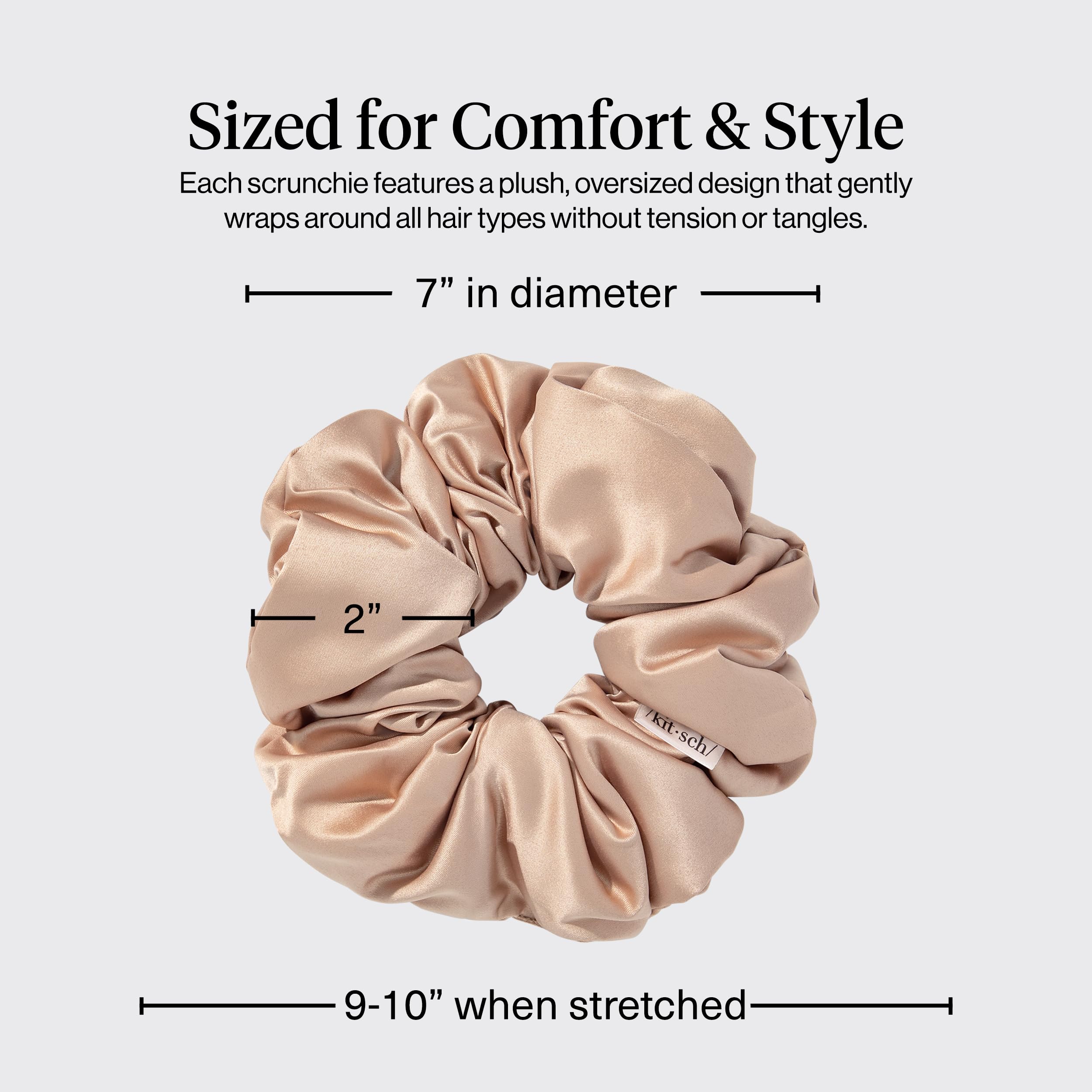 Pillow Satin Scrunchies - Hair Ties No Damage, No Crease Hair Accessories Charcoal & Gold Satin Pillow Scrunchies | KITSCH main image 4