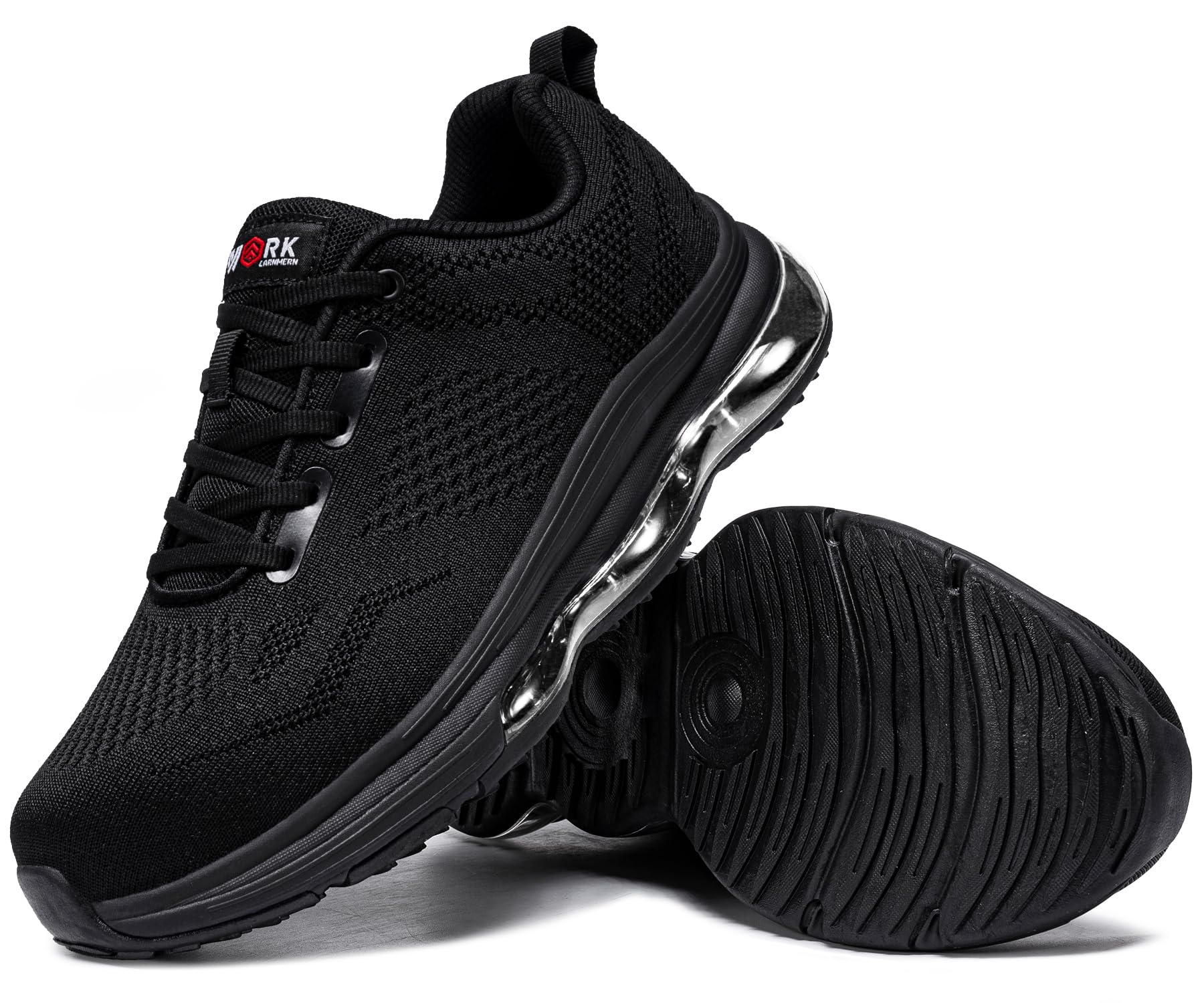 LARNMERN Zapatillas de seguridad antideslizantes con puntera de acero para hombre, ligeras, cómodas, transpirables, para correr
