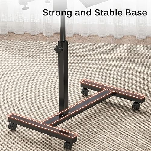 Miniatura 7 de Mesa auxiliar móvil, mesa auxiliar, mesa móvil para portátil con ruedas bloqueables, mesa auxiliar ajustable de altura, fácil montaje, estación de