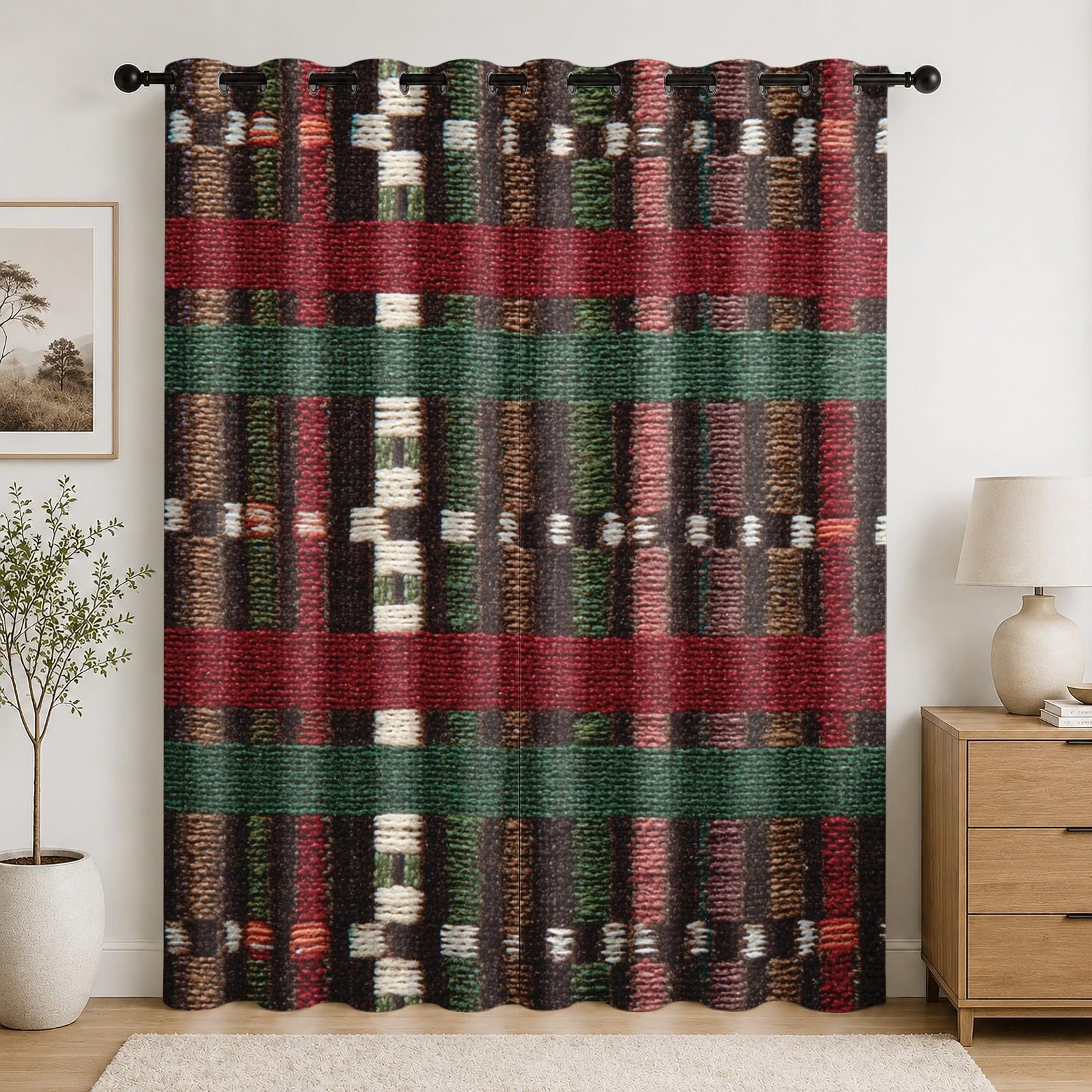Draperies phoniques tissé texturé haut de gamme 2 panneaux vert