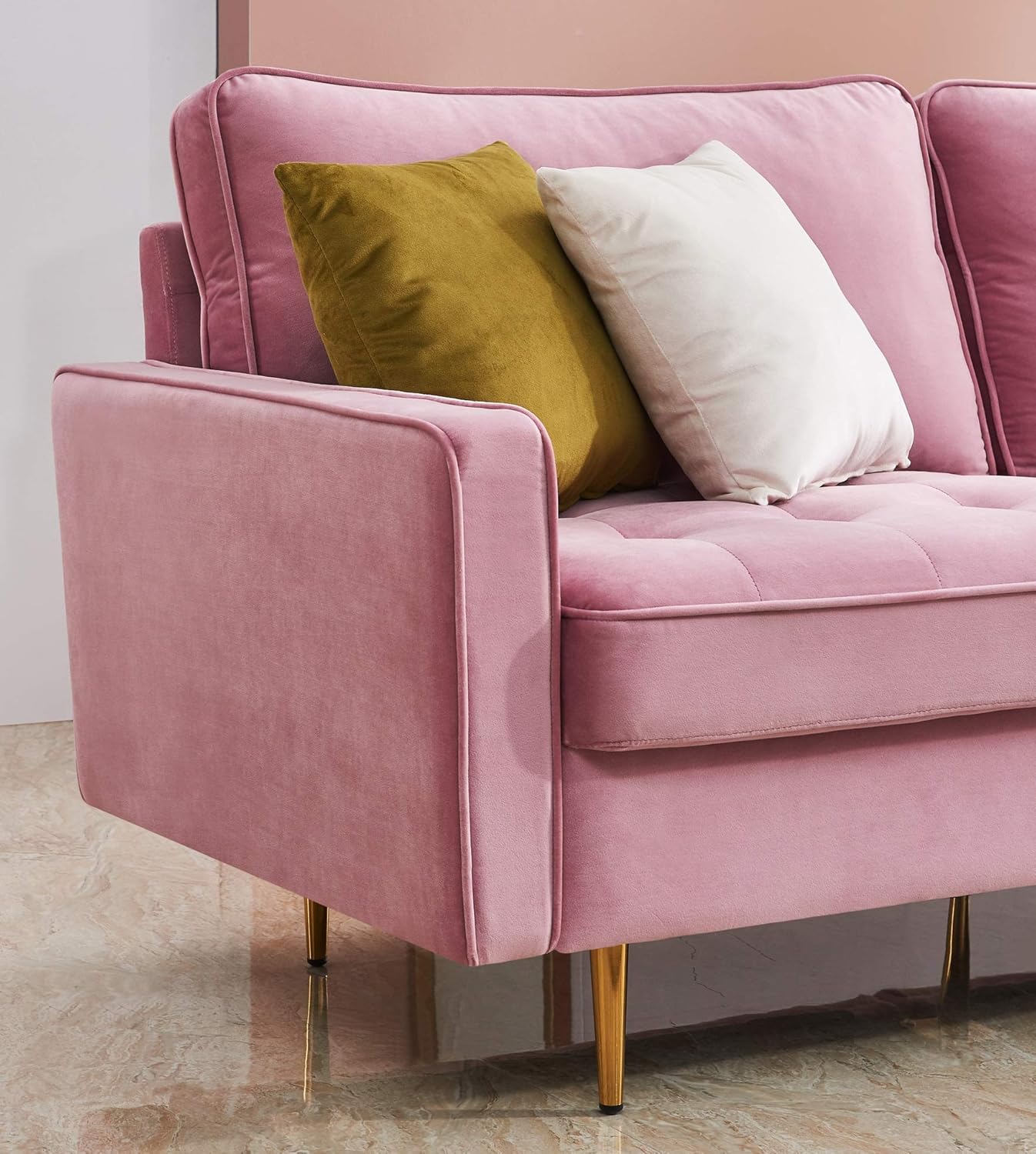 Buy Danxee Velvet Fabric Sofa Couch 71 Wide Mid Century Modern Tufted Fabric Sofa Living Room