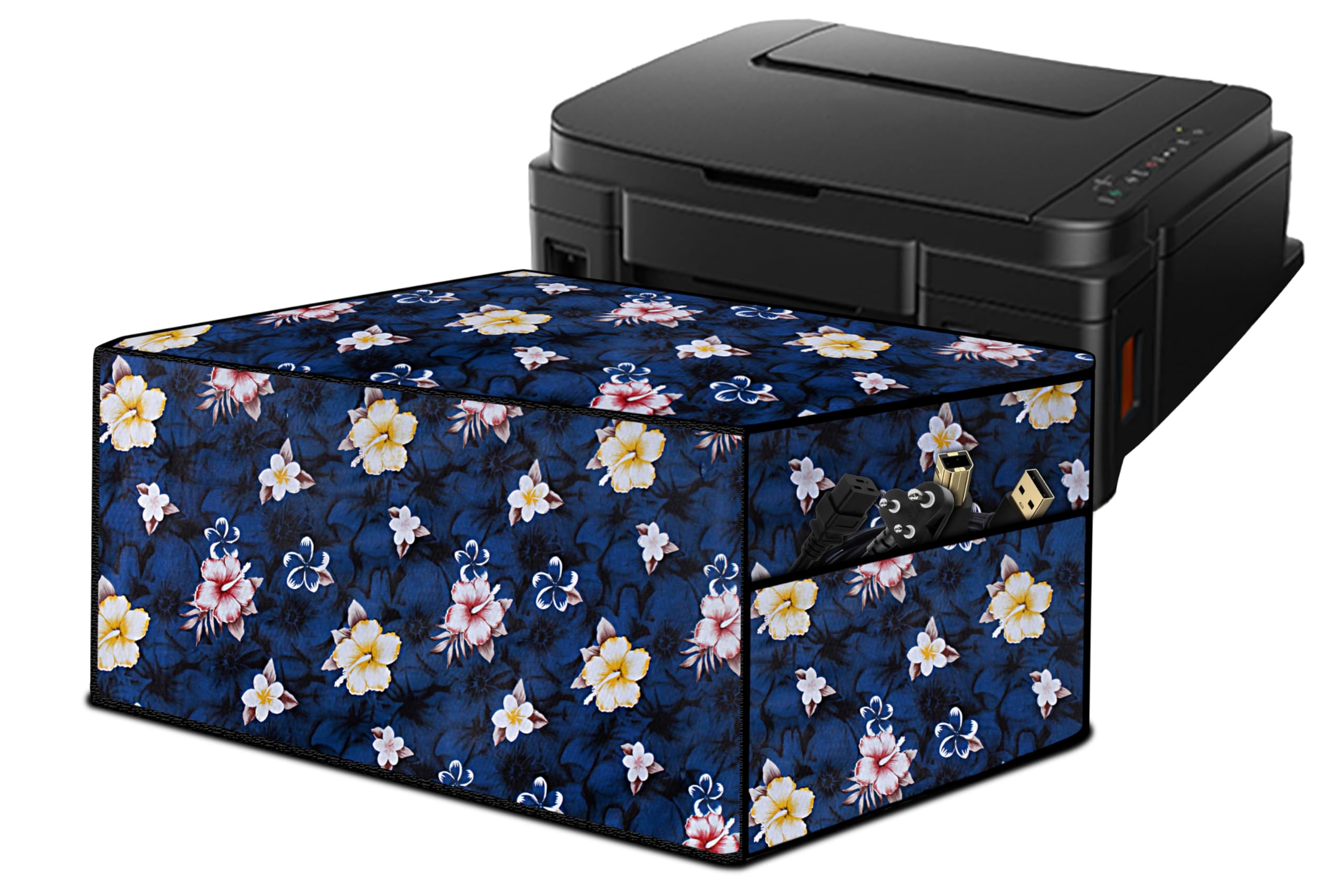Stylista Waterprood and Dustproof Printer Cover Suitable for Canon PIXMA MegaTank G3770, Floral Pattern Multi-Blue, Polyester-image-5