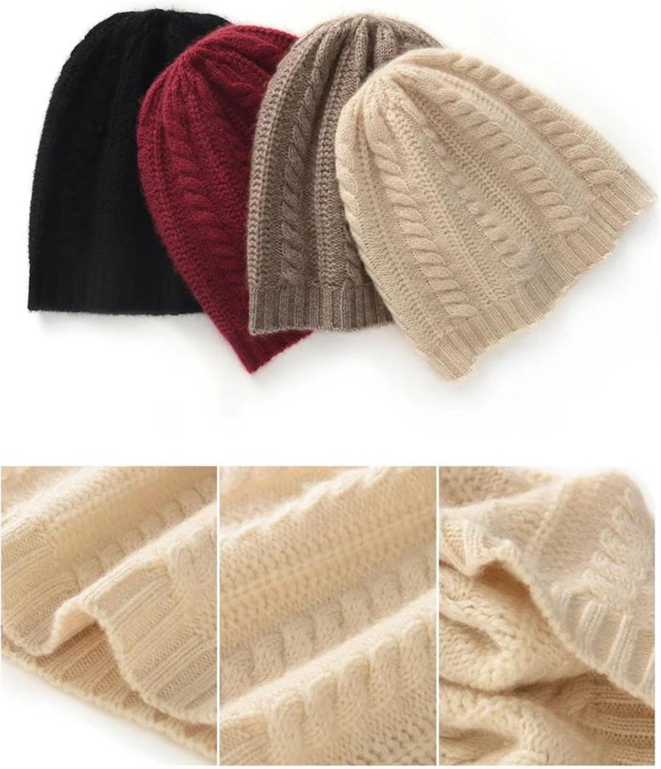 Women's Slouchy Casual Chunky Cable Knit Beanies, Men's Fall Winter Cold Weather Warm Ear Protection Skull Cap
