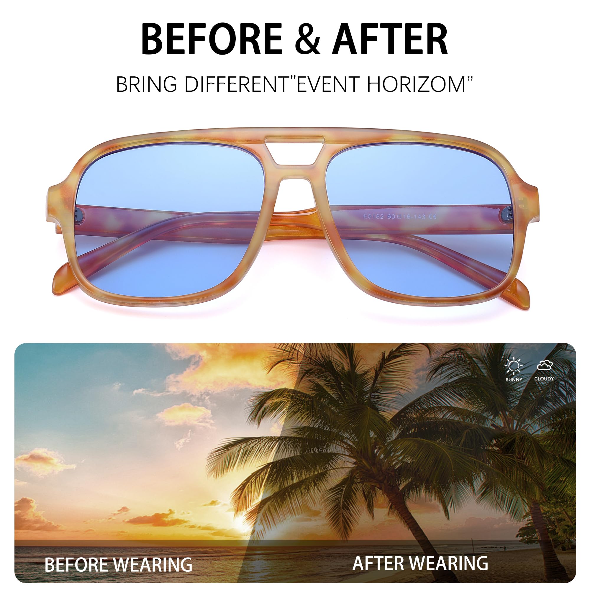 Retro Piloten-Sonnenbrille für Damen und Herren, trendige quadratische 70er-Jahre-Sonnenbrille, UV400-Schutz