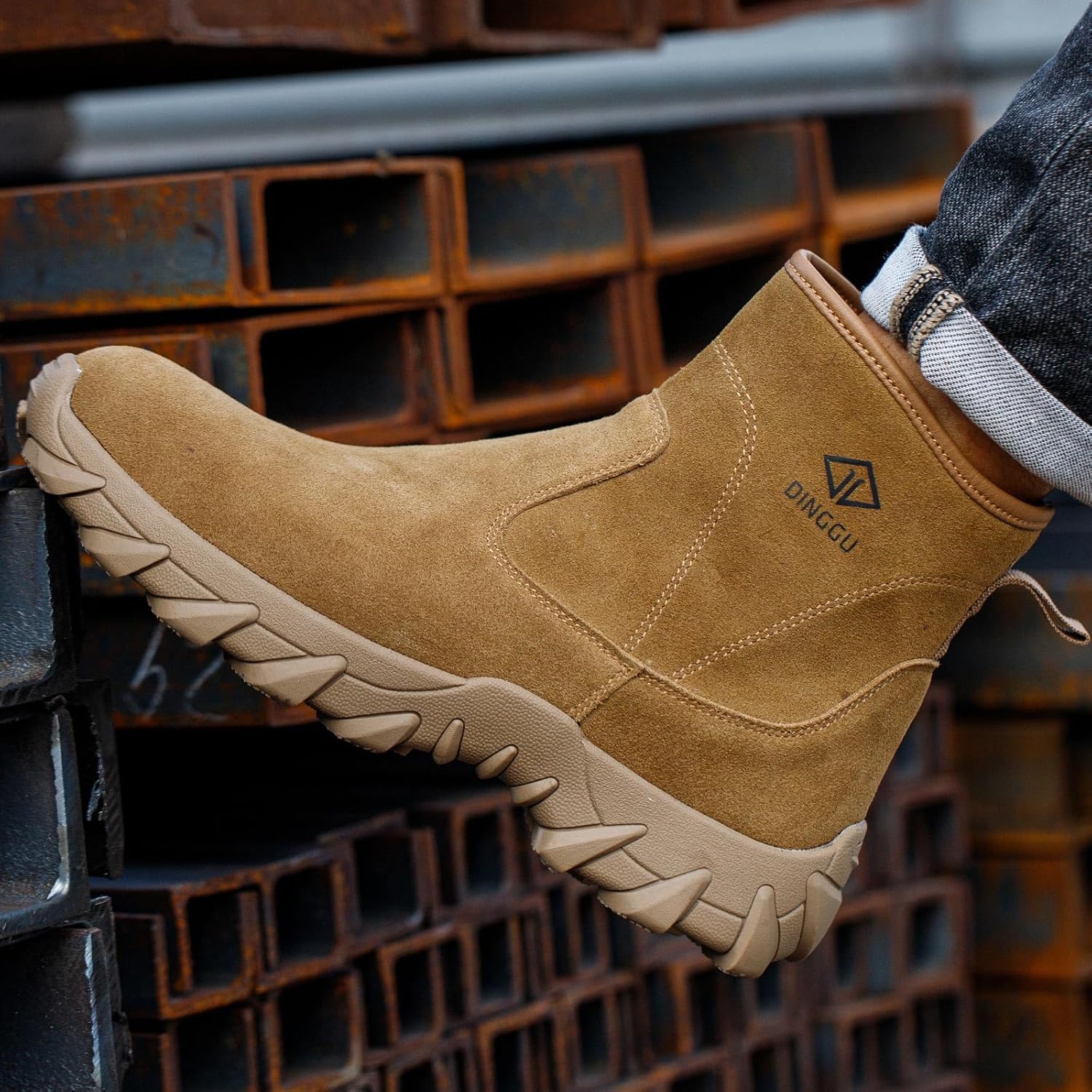 Steel Toe Boots for Men Leather Welding Comfortable Work Boots Slip Resistant Safety Construction Shoes - Image 7