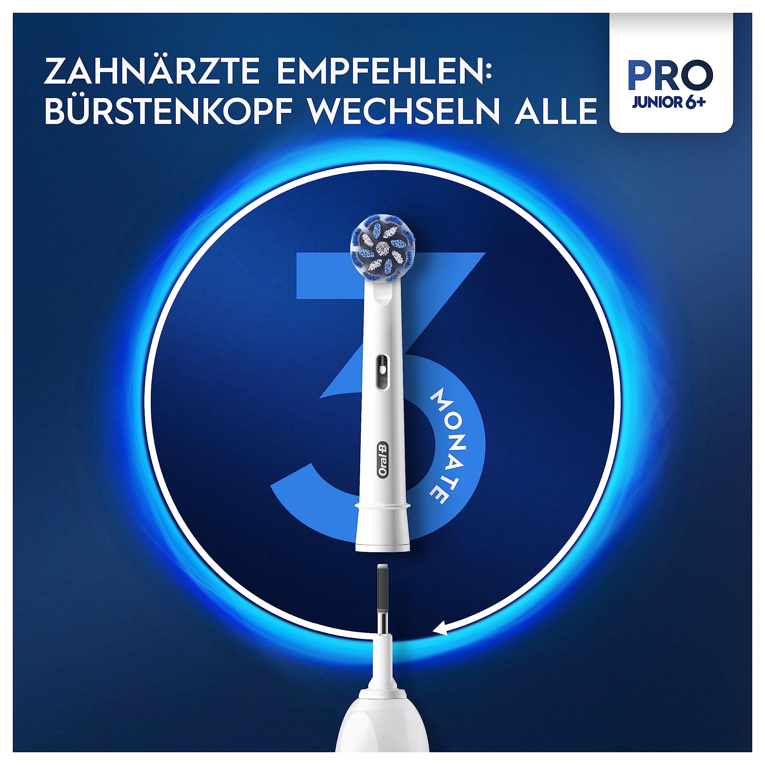 Oral-B Pro Junior Elektrische Zahnbürste für Kinder, Lila | Inkl. 1 Aufsteckbürste, Kinderzahnbürste Elektrisch ab 6 Jahren, 3 Putzmodi für Zahnpflege, Weiche Borsten