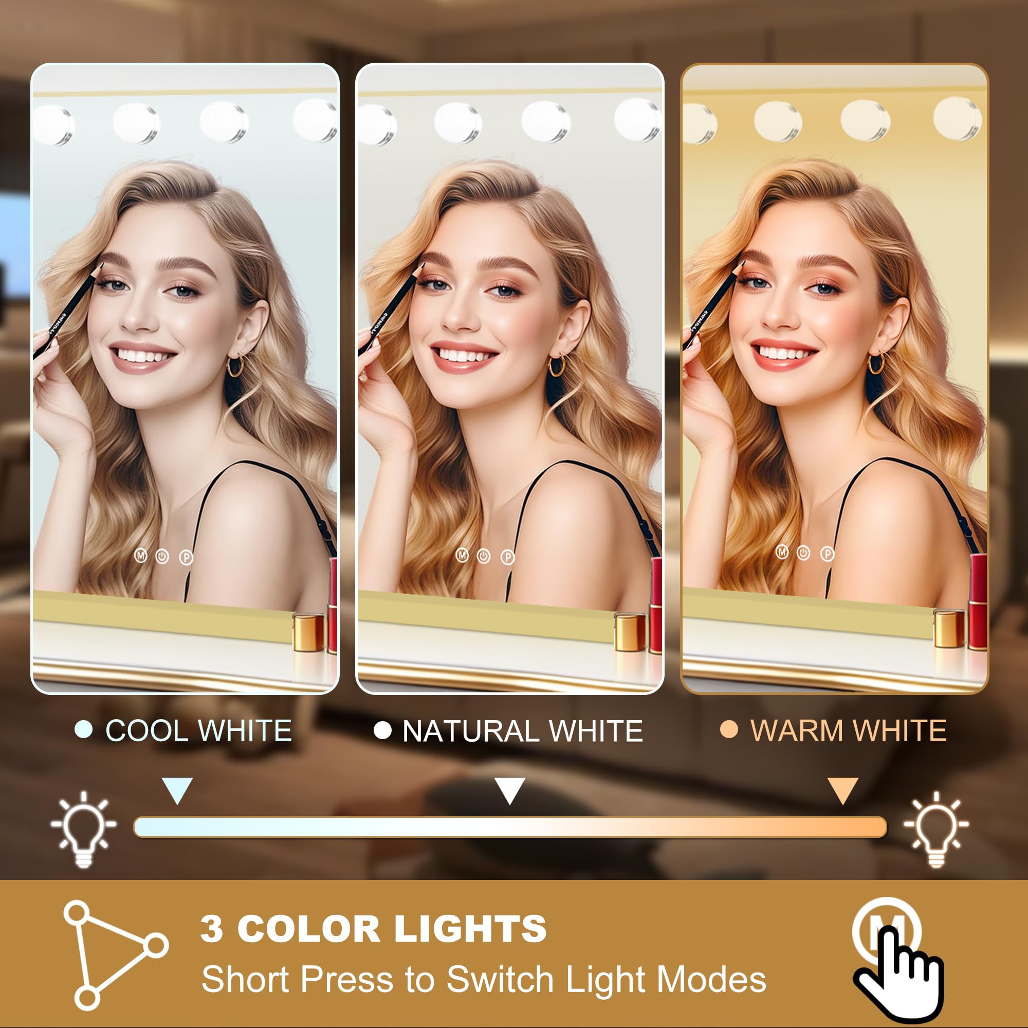 Moonee Lighted Vanity Mirror with Dimmable Bulbs and 10X Magnification