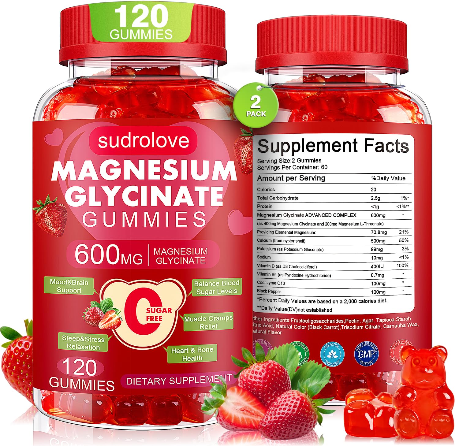 Magnesium Glycinate Gummies 600mg per Serving, 120 Count — Amazon image 13