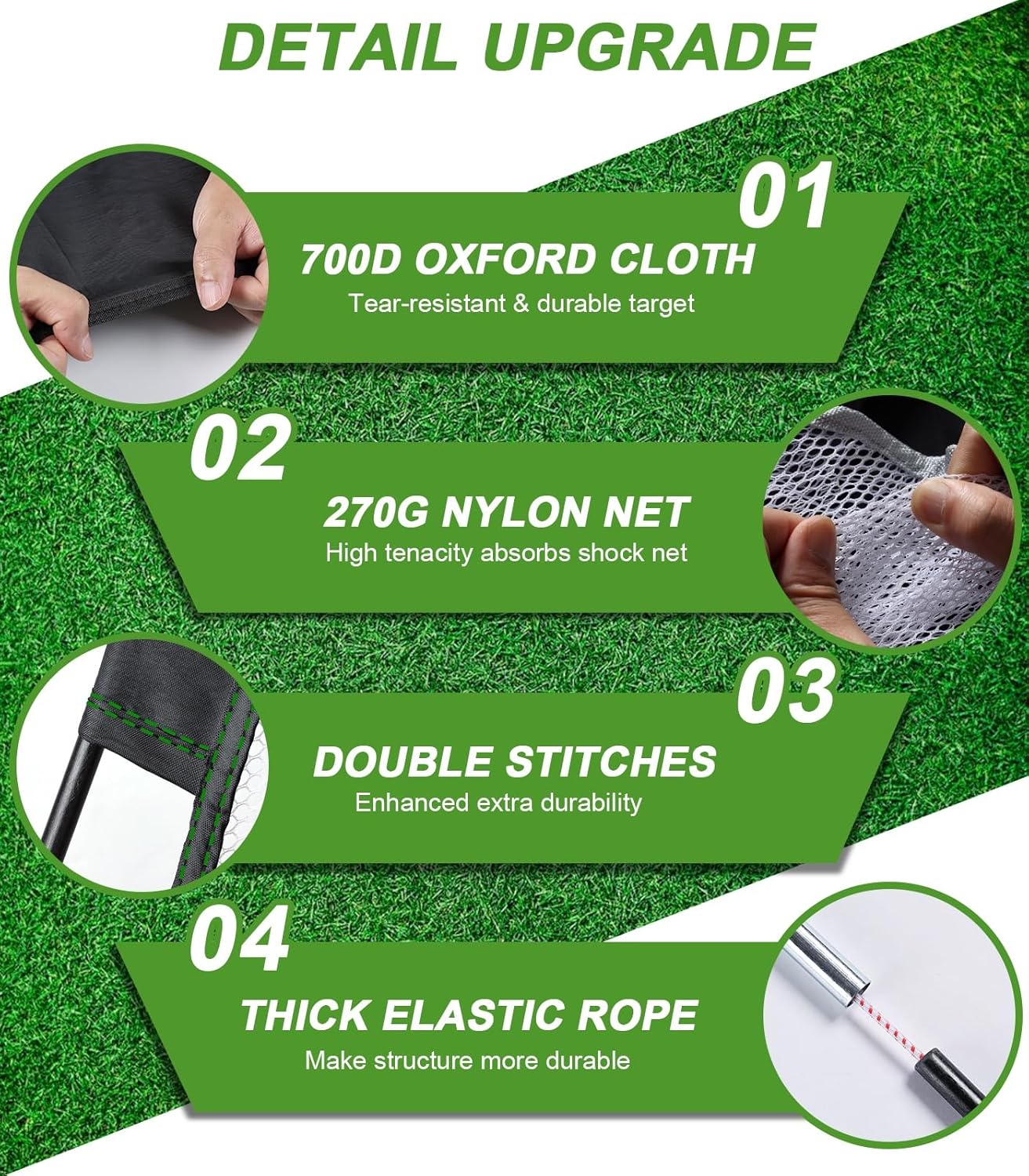 Golf Net, 10x7FT Golf Practice Net with Tri-Turf Mat for Outdoor Indoor, All-in-One Golf Hitting Aid Nets for Backyard Training Driving Chipping Swing, Gifts for Men/Him/Dad/Golfer - Image 3