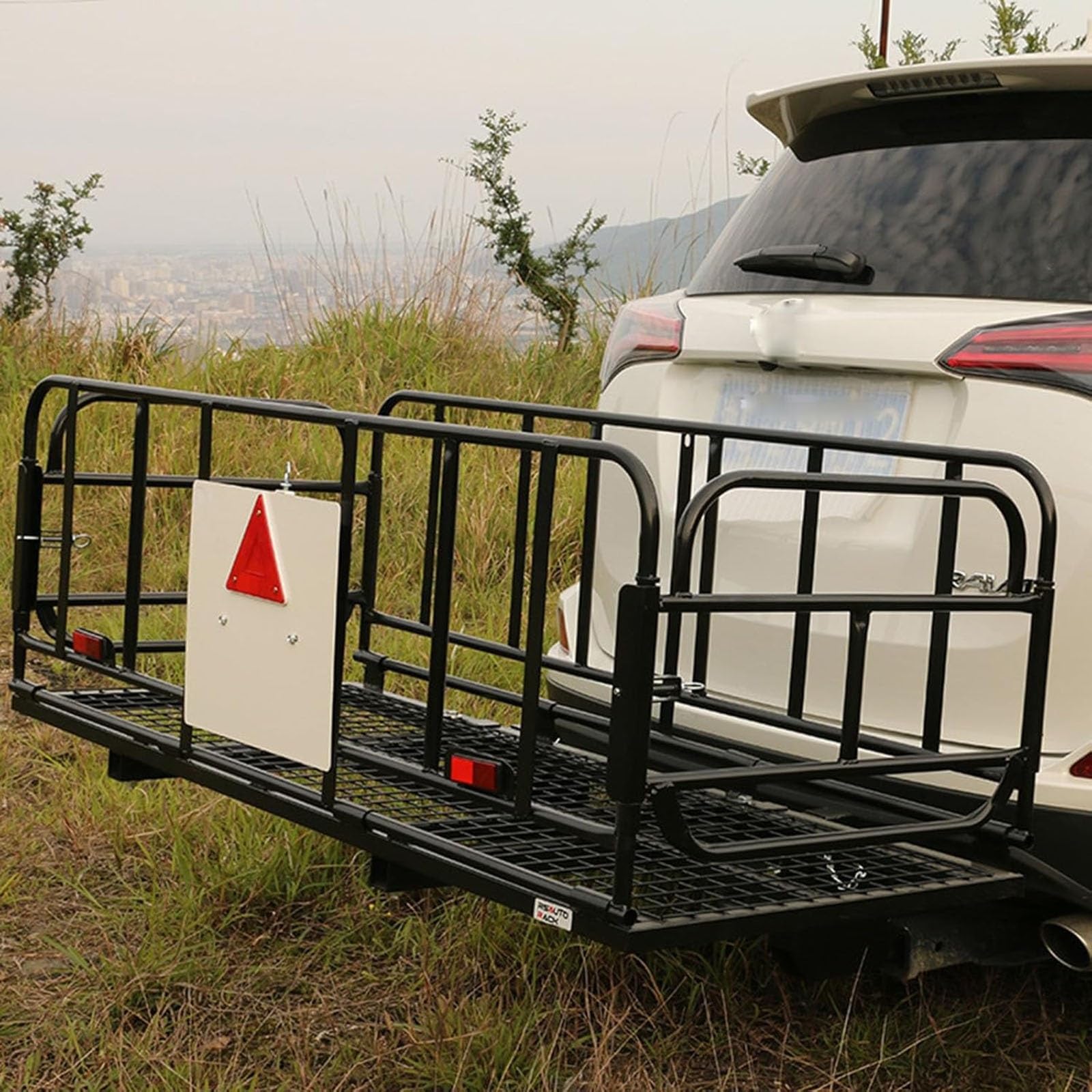 Klappbarer Anhängerkupplungs-Gepäckträger, 227 kg Tragkraft, hoher Seitengepäckträger für Auto, SUV, Camping, Reisen