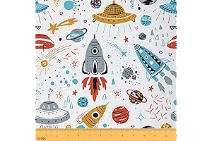 Outer Space Fabric by The Yard Kids Space Ship for Boys