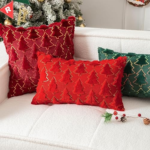 Miniatura 6 de UGASA - Juego de 2 fundas de almohada navideñas de 20 x 20 pulgadas, suaves, de piel sintética, copos de nieve, decorativas, lujosas, jacquard,