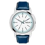 Helix by Timex Analog Watch for Man with White Round Dial & Blue Leather Strap Band Water Resistant Men’s Wrist Watches – TW050HG00