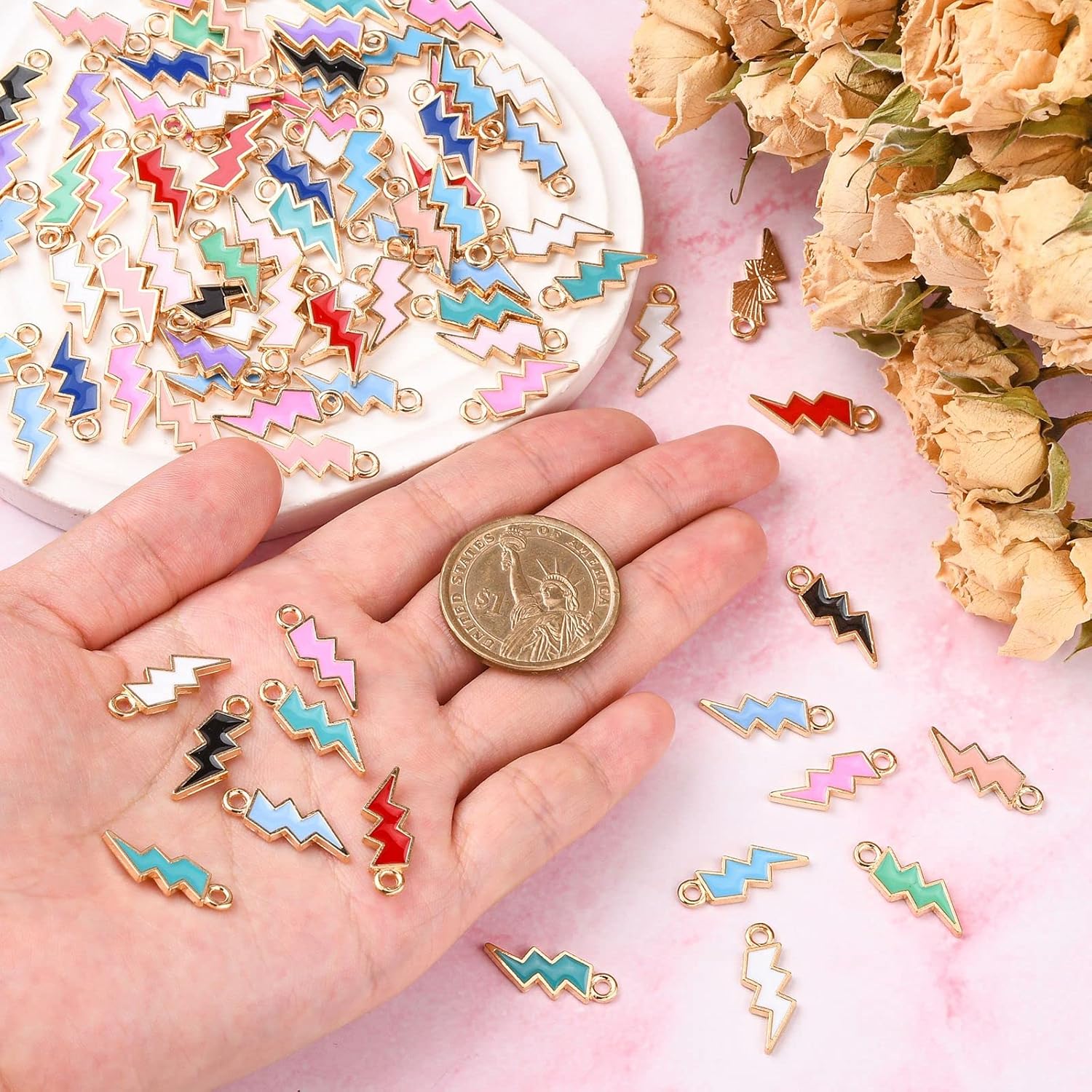 KitBeads 100pcs Enamel Lightning Bolt Charms Colorful Flash Shape Thunder Charm for Jewelry Making Bracelets Necklace Bulk - Image 4