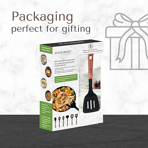 Miniatura 7 de Juego de 6 utensilios de cocina resistentes al calor, no rayan, juego de cucharas de cocina de nailon para utensilios de cocina antiadherentes, con