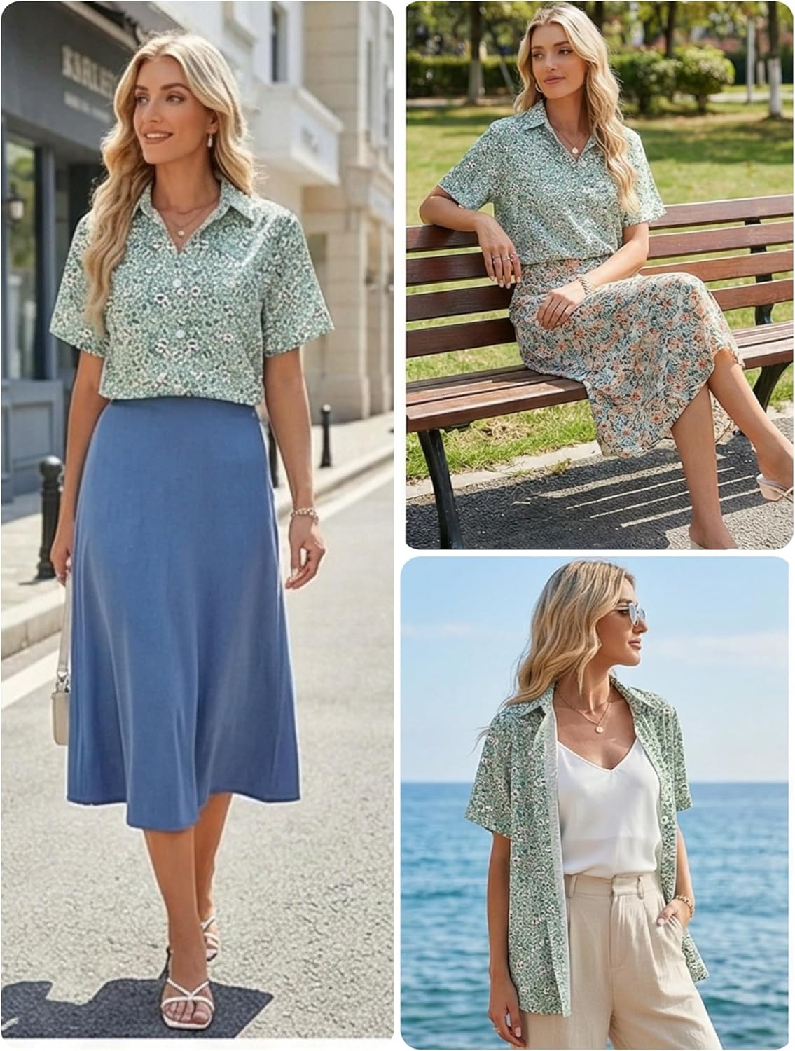 Zeagoo Women Linen Button Down Shirts Short Sleeve Blouse Business Casual Tops Dressy Summer Outfits - Image 3