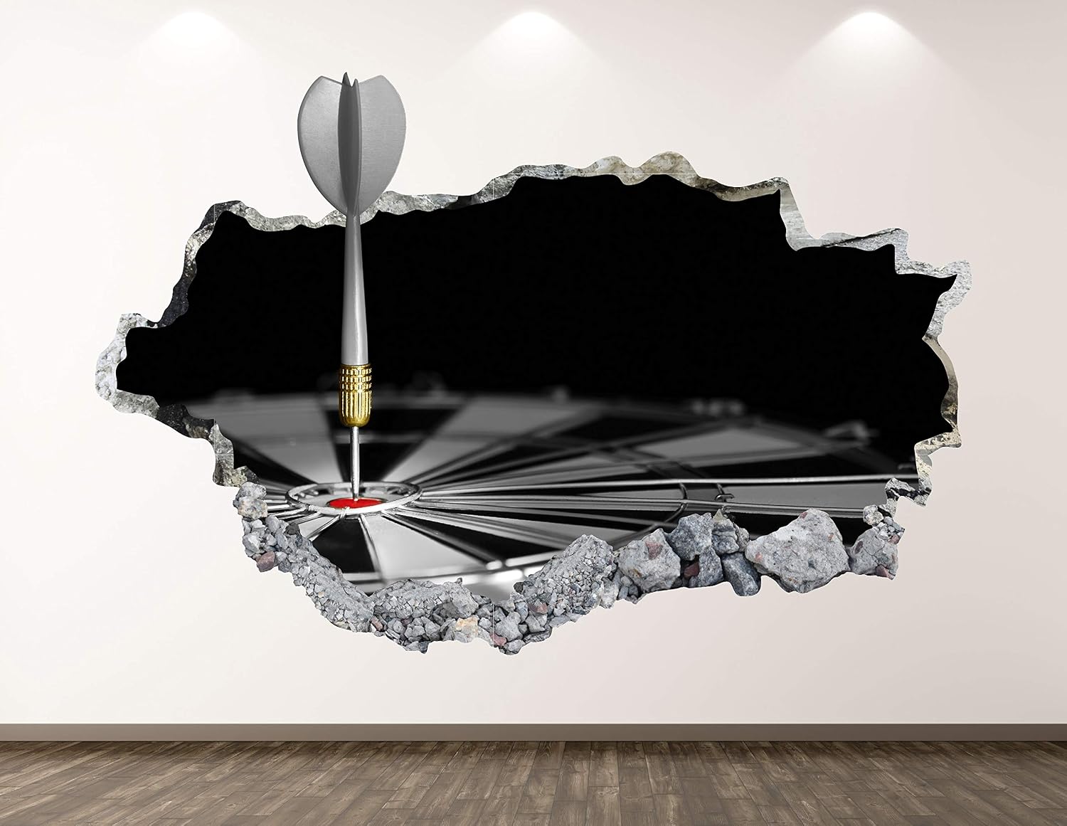 Darts Wall Decal Art Decor 3D Smashed Game Room Sticker Poster Kids Mural Custom Gift BL159 (30"W x 18"H)