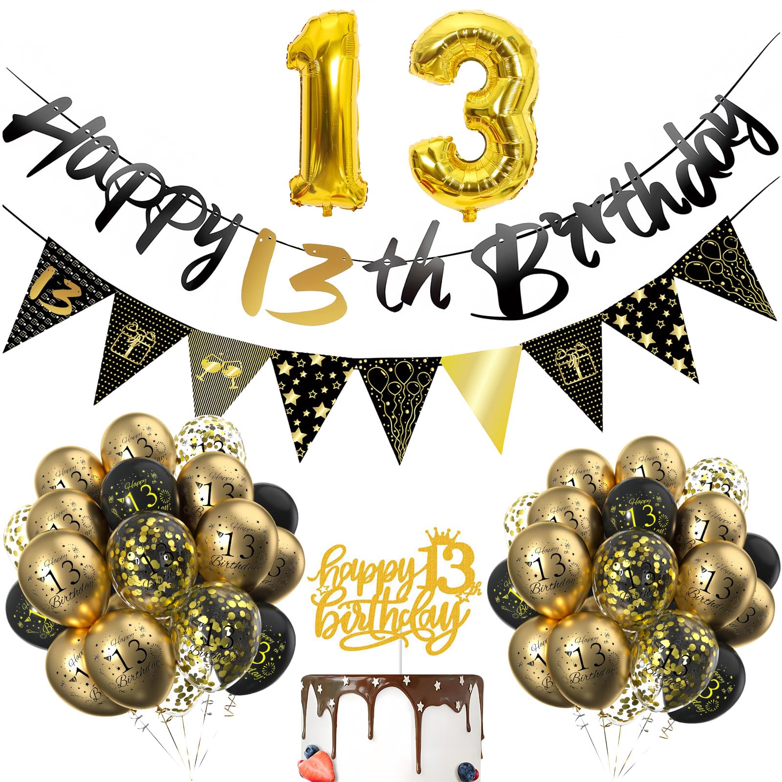 18esimo Anniversario Di Buon Compleanno, Palloncino D'oro Con Torte E Decorazioni Per Palcoscenici Da Palcoscenico Video166660571