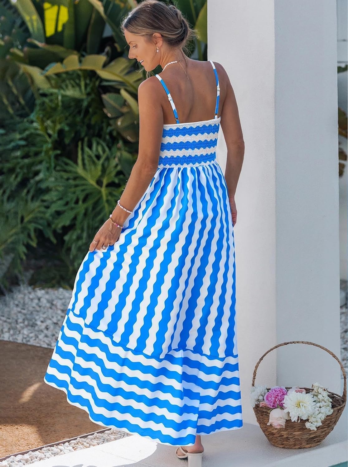 popvil Women Maxi Dress 2026 Spring Spaghetti Strap Summer Long Boho A-Line Flowy Dress Casual Sleeveless Sun Beach Dress - Image 4